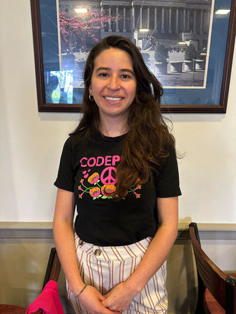 CODEPINK Black Floral Peace T-shirt