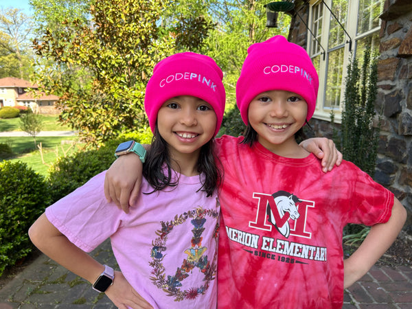 Hot Pink Knitted CODEPINK Beanie Hat